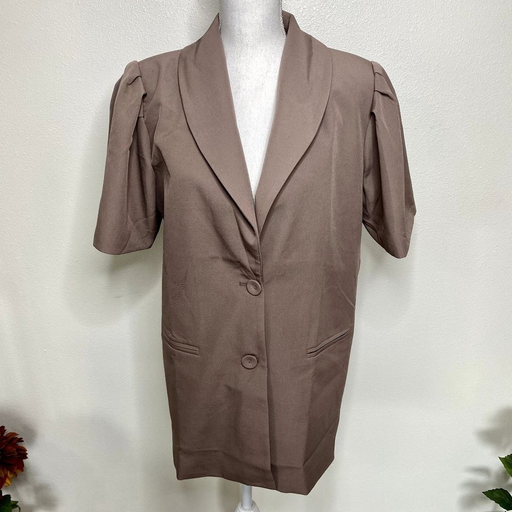 NEW Nasty Gal Brown Puff Sleeve Blazer